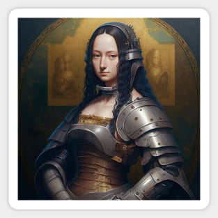 Mona Lisa Anime Style Wearing Armor Sticker